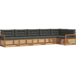 vidaXL Buiten bankenset met kussen 6 pcs Natuurlijk en Antraciet