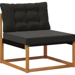 vidaXL Buiten bankenset met kussen 4 pcs Natuurlijk en Zwart