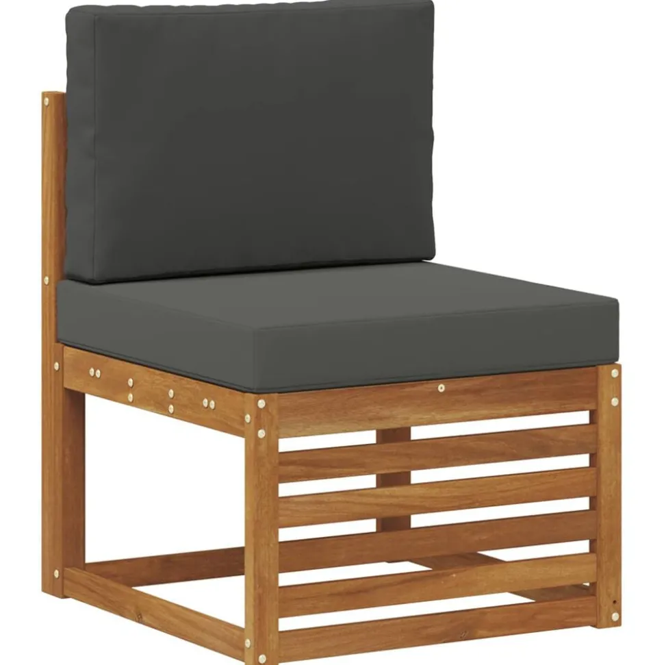 vidaXL Buiten bankenset met kussen 3 pcs Natuurlijk en Antraciet