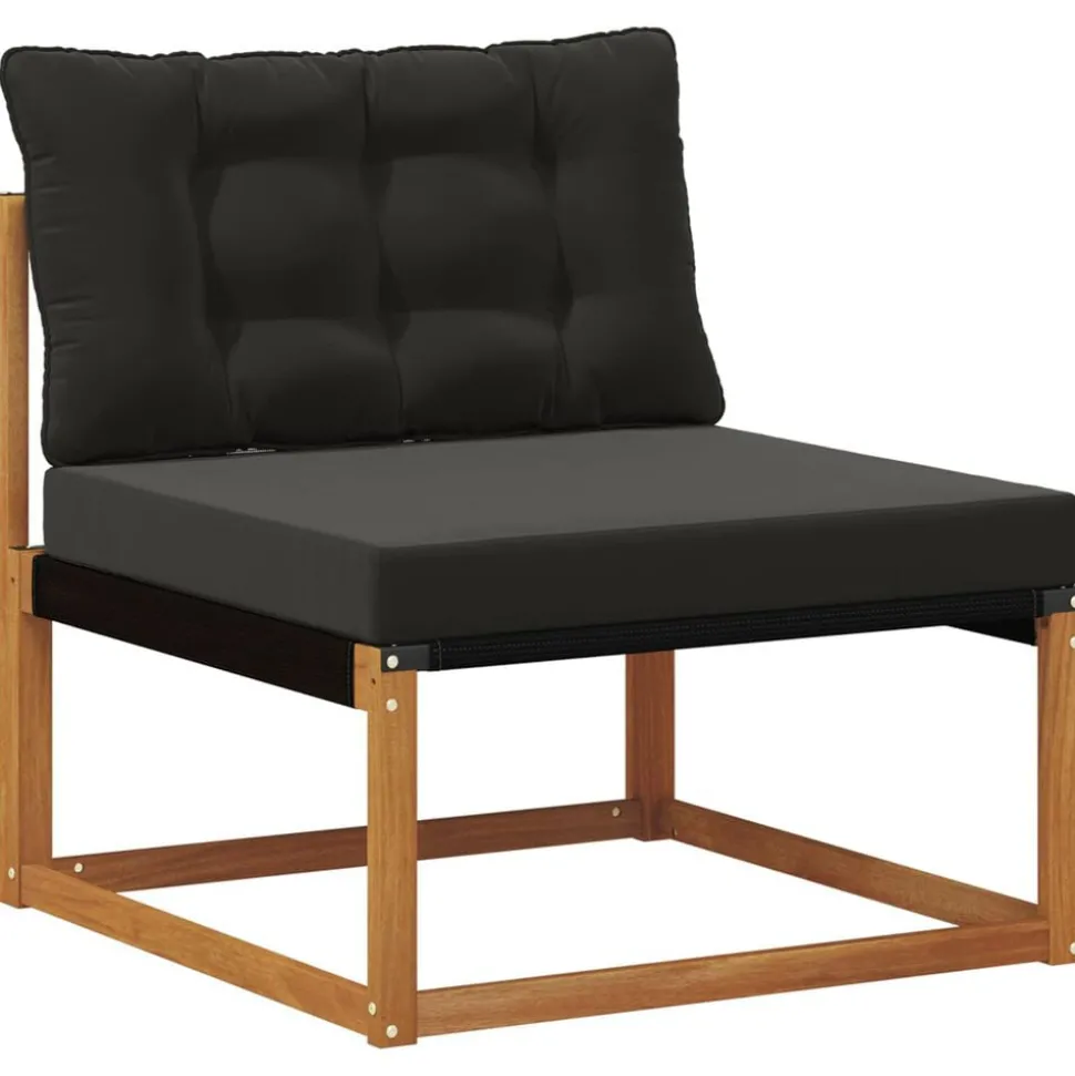 vidaXL Buiten bankenset met kussen 7 pcs Natuurlijk en Zwart