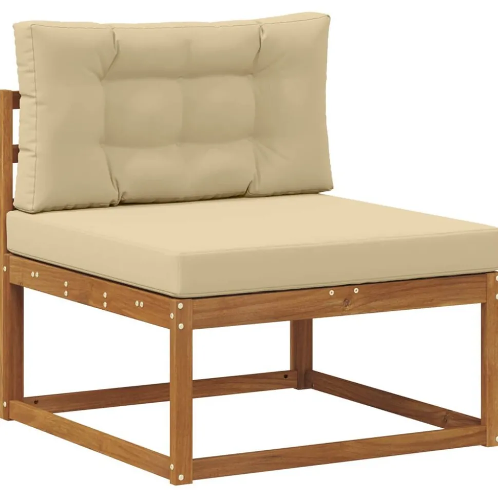 vidaXL Buiten bankenset met kussen 10 pcs Natuurlijk en Beige