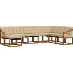vidaXL Buiten bankenset met kussen 8 pcs Natuurlijk en Beige