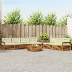 vidaXL Buiten bankenset met kussen 8 pcs Natuurlijk en Crème