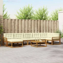 vidaXL Buiten bankenset met kussen 8 pcs Natuurlijk en Crème
