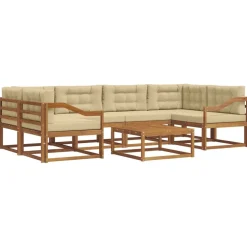 vidaXL Buiten bankenset met kussen 7 pcs Natuurlijk en Beige