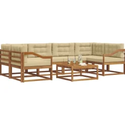 vidaXL Buiten bankenset met kussen 7 pcs Natuurlijk en Beige