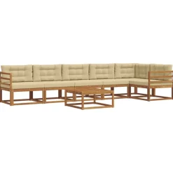 vidaXL Buiten bankenset met kussen 7 pcs Natuurlijk en Beige