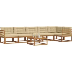 vidaXL Buiten bankenset met kussen 7 pcs Natuurlijk en Beige