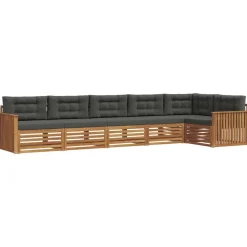 vidaXL Buiten bankenset met kussen 6 pcs Natuurlijk en Antraciet