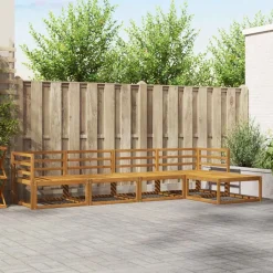 vidaXL Buiten bankenset met kussen 5 pcs Natuurlijk en Crème