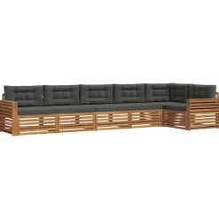 vidaXL Buiten bankenset met kussen 6 pcs Natuurlijk en Antraciet