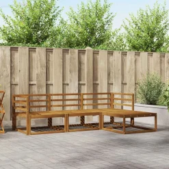 vidaXL Buiten bankenset met kussen 4 pcs Natuurlijk en Beige