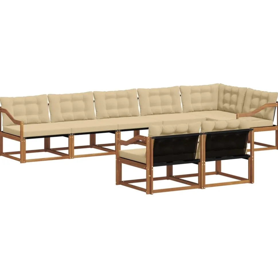 vidaXL Buiten bankenset met kussen 8 pcs Natuurlijk en Beige