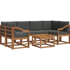 vidaXL Buiten bankenset met kussen 7 pcs Natuurlijk en Antraciet
