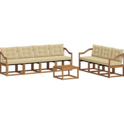 vidaXL Buiten bankenset met kussen 8 pcs Natuurlijk en Beige