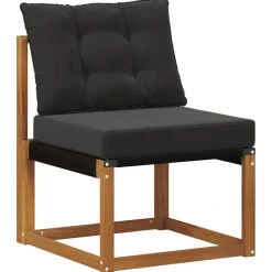 vidaXL Buiten bankenset met kussen 7 pcs Natuurlijk en Zwart