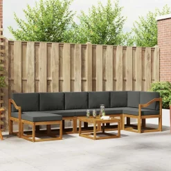 vidaXL Buiten bankenset met kussen 8 pcs Natuurlijk en Antraciet
