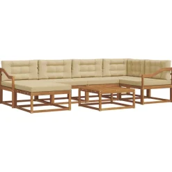 vidaXL Buiten bankenset met kussen 7 pcs Natuurlijk en Beige