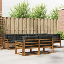 vidaXL Buiten bankenset met kussen 7 pcs Natuurlijk en Antraciet