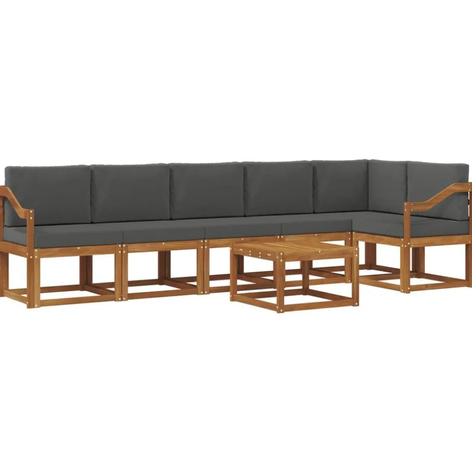 vidaXL Buiten bankenset met kussen 7 pcs Natuurlijk en Antraciet