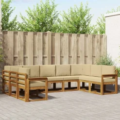 vidaXL Buiten bankenset met kussen 9 pcs Natuurlijk en Beige