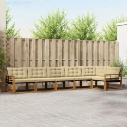 vidaXL Buiten bankenset met kussen 6 pcs Natuurlijk en Beige