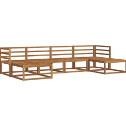 vidaXL Buiten bankenset met kussen 6 pcs Natuurlijk en Crème