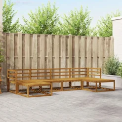 vidaXL Buiten bankenset met kussen 6 pcs Natuurlijk en Crème
