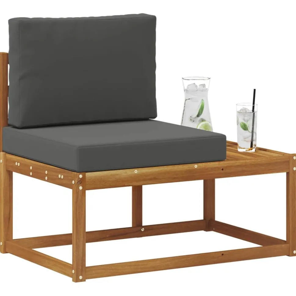 vidaXL Buiten Eind Sofa Natuurlijk en Antraciet 91 x 63 x 73 cm