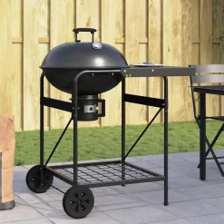 vidaXL Buiten Grill met wiel Zwart 91 x 71 x 107 cm Metaal