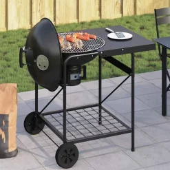 vidaXL Buiten Grill met wiel Zwart 91 x 71 x 107 cm Metaal
