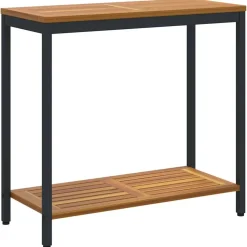 vidaXL Buiten Tafel met opslag Naturel en Zwart 80 x 35 x 75 cm