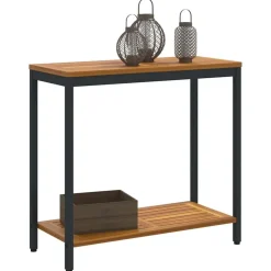 vidaXL Buiten Tafel met opslag Naturel en Zwart 80 x 35 x 75 cm