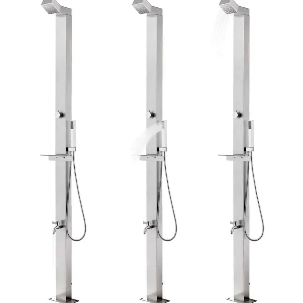 vidaXL Buitendouche 220 cm roestvrij staal