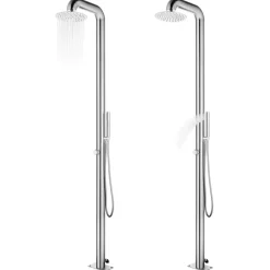 vidaXL Buitendouche met bruine basis 230 cm roestvrij staal