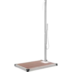 vidaXL Buitendouche met bruine basis 225 cm roestvrij staal