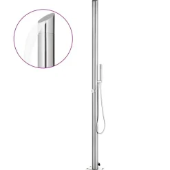 vidaXL Buitendouche met bruine basis 225 cm roestvrij staal