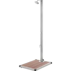 vidaXL Buitendouche met bruine basis 220 cm roestvrij staal