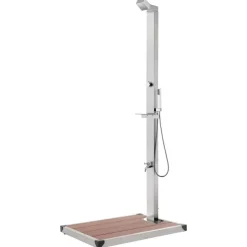 vidaXL Buitendouche met bruine basis 225 cm roestvrij staal