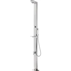 vidaXL Buitendouche met bruine basis 225 cm roestvrij staal
