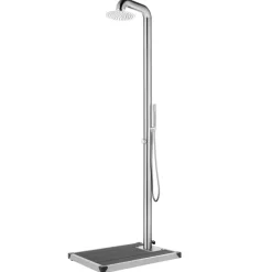 vidaXL Buitendouche met grijze basis 230 cm roestvrij staal