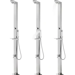 vidaXL Buitendouche met grijze basis 225 cm roestvrij staal