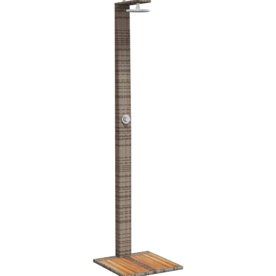 vidaXL Buitendouche 50x55x224 cm poly rattan en acaciahout grijs