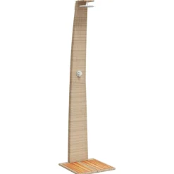 vidaXL Buitendouche 55x60x224 cm poly rattan en acaciahout beige