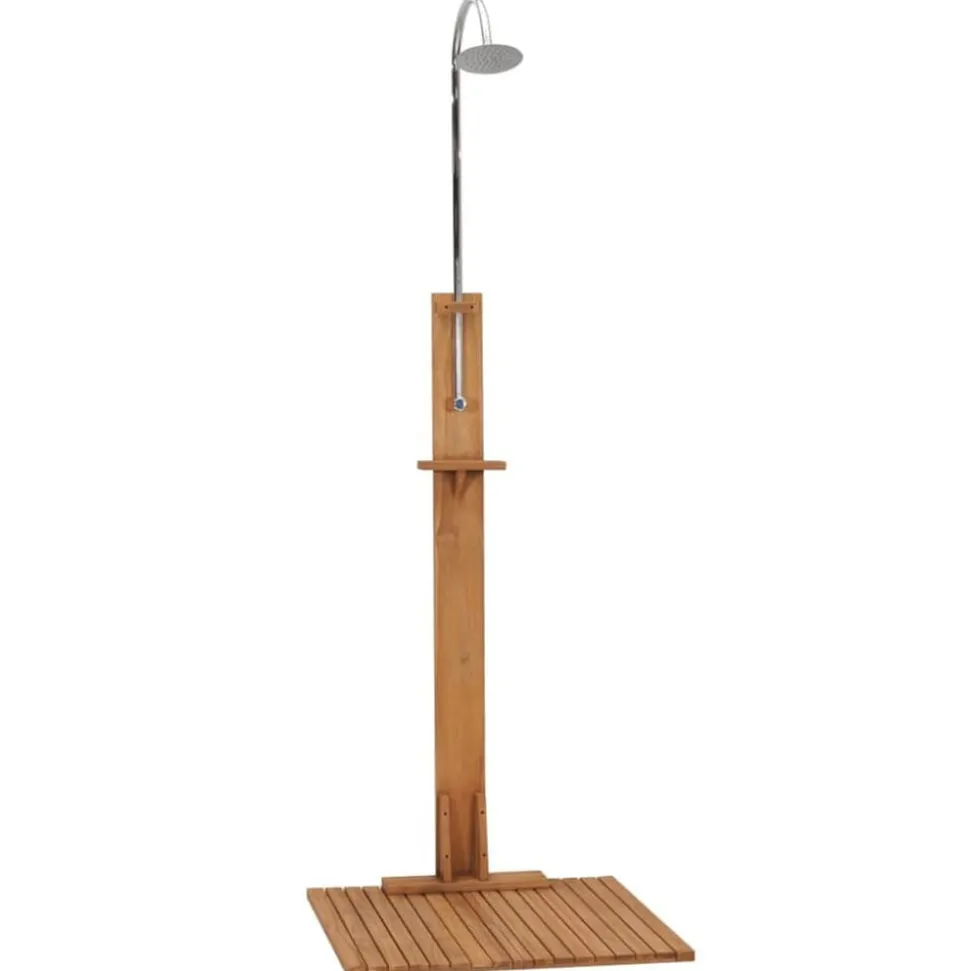 vidaXL Buitendouche 75x75x210 cm massief teakhout
