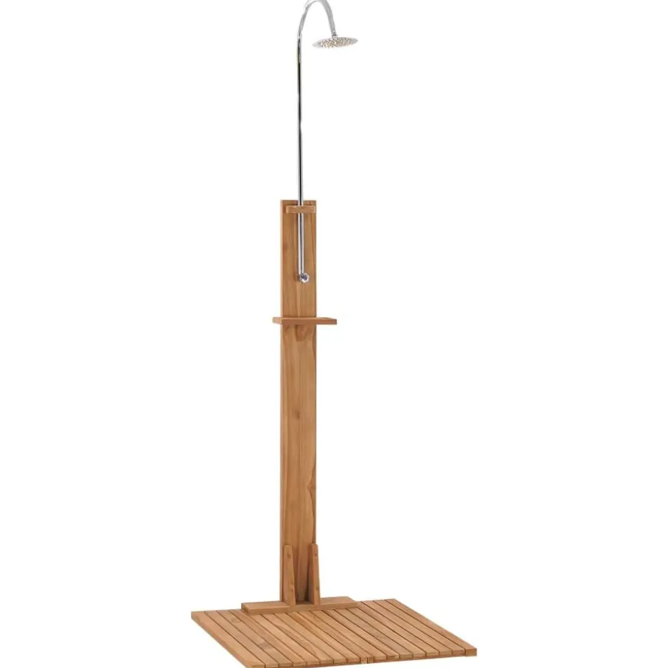vidaXL Buitendouche 75x75x210 cm massief teakhout