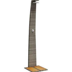 vidaXL Buitendouche 55x60x224 cm poly rattan en acaciahout grijs