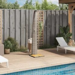 vidaXL Buitendouche 55x60x224 cm poly rattan en acaciahout grijs
