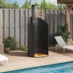 vidaXL Buitendouche 100x100x241,5 cm poly rattan en acaciahout zwart
