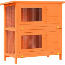 vidaXL Buitenkonijnenhok voor kleine huisdieren, 4 deuren, hout